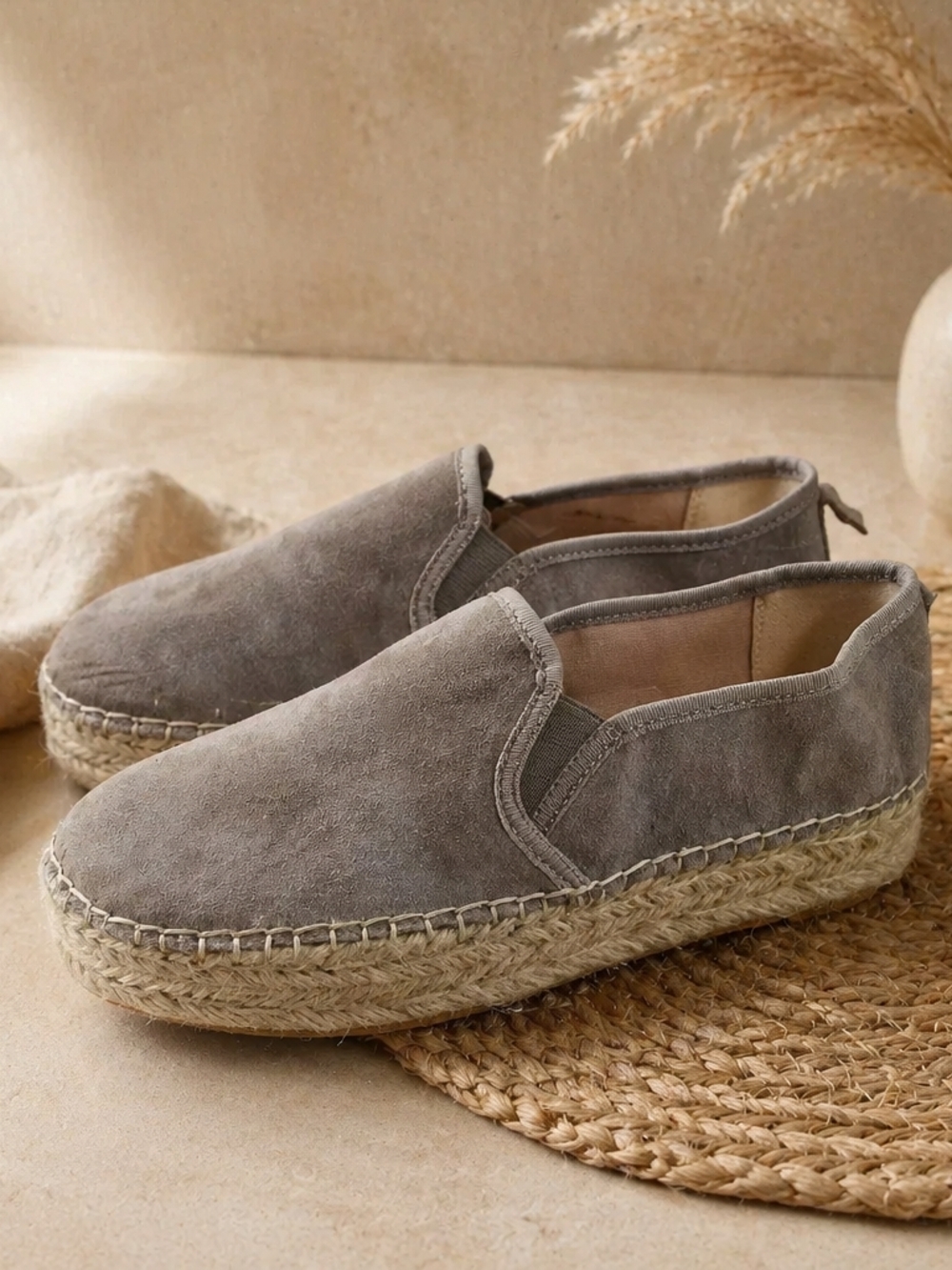 Sam Edelman Gray Suede Espadrille Slip-On Platform